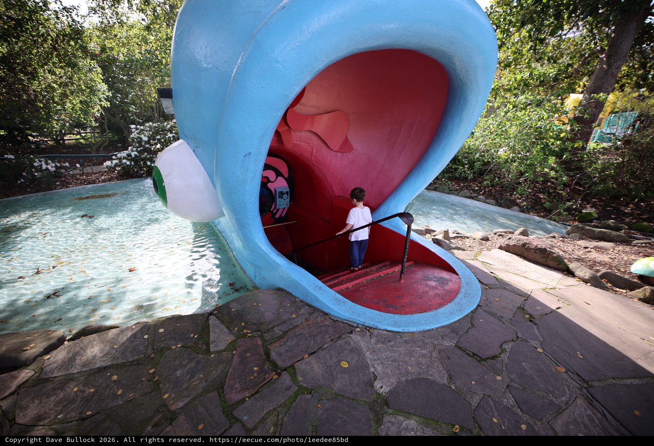 Child Exploring Giant Whale Mouth Playground Structure