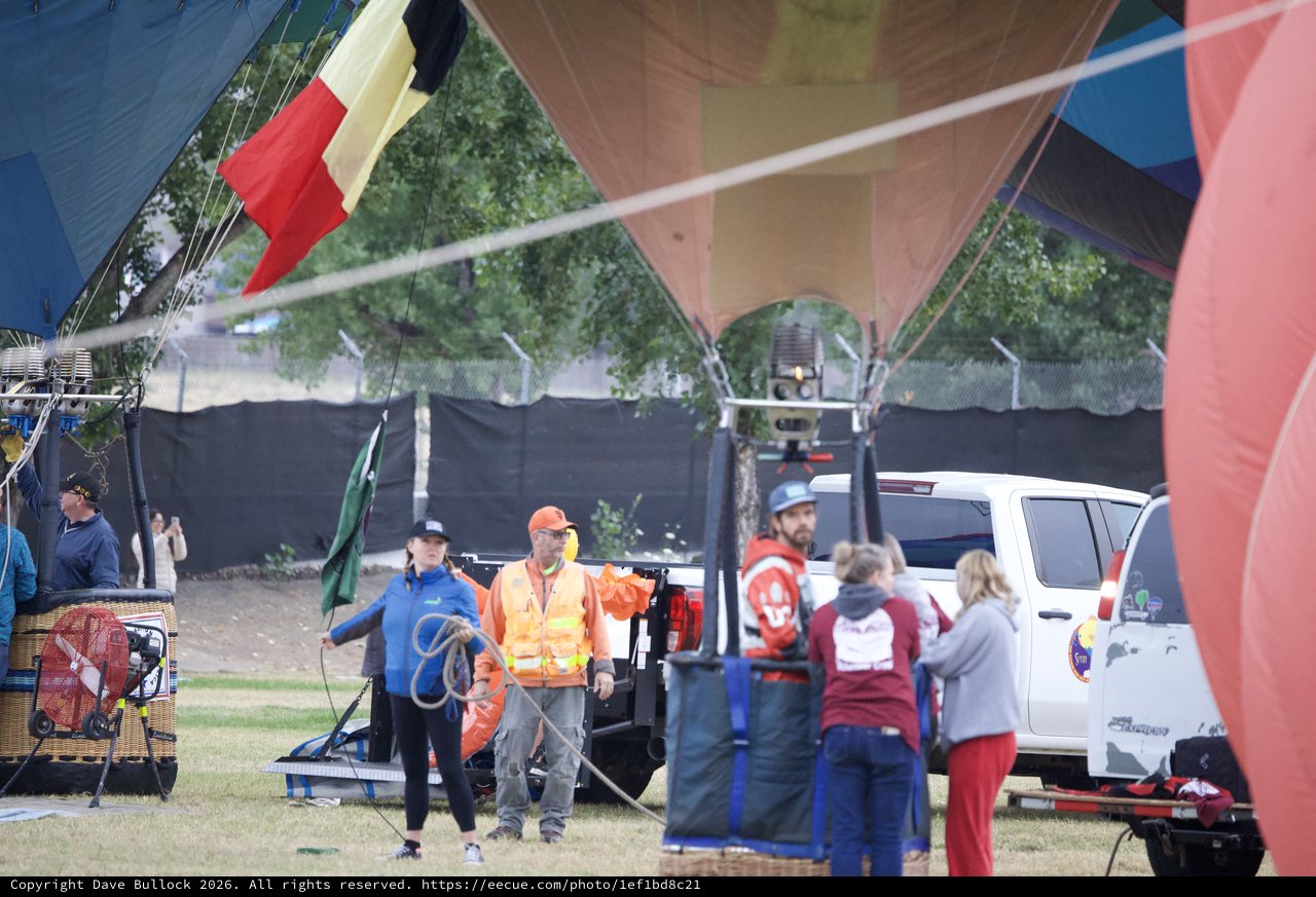 Ground Crew Prepares Hot Air Balloons for Launch