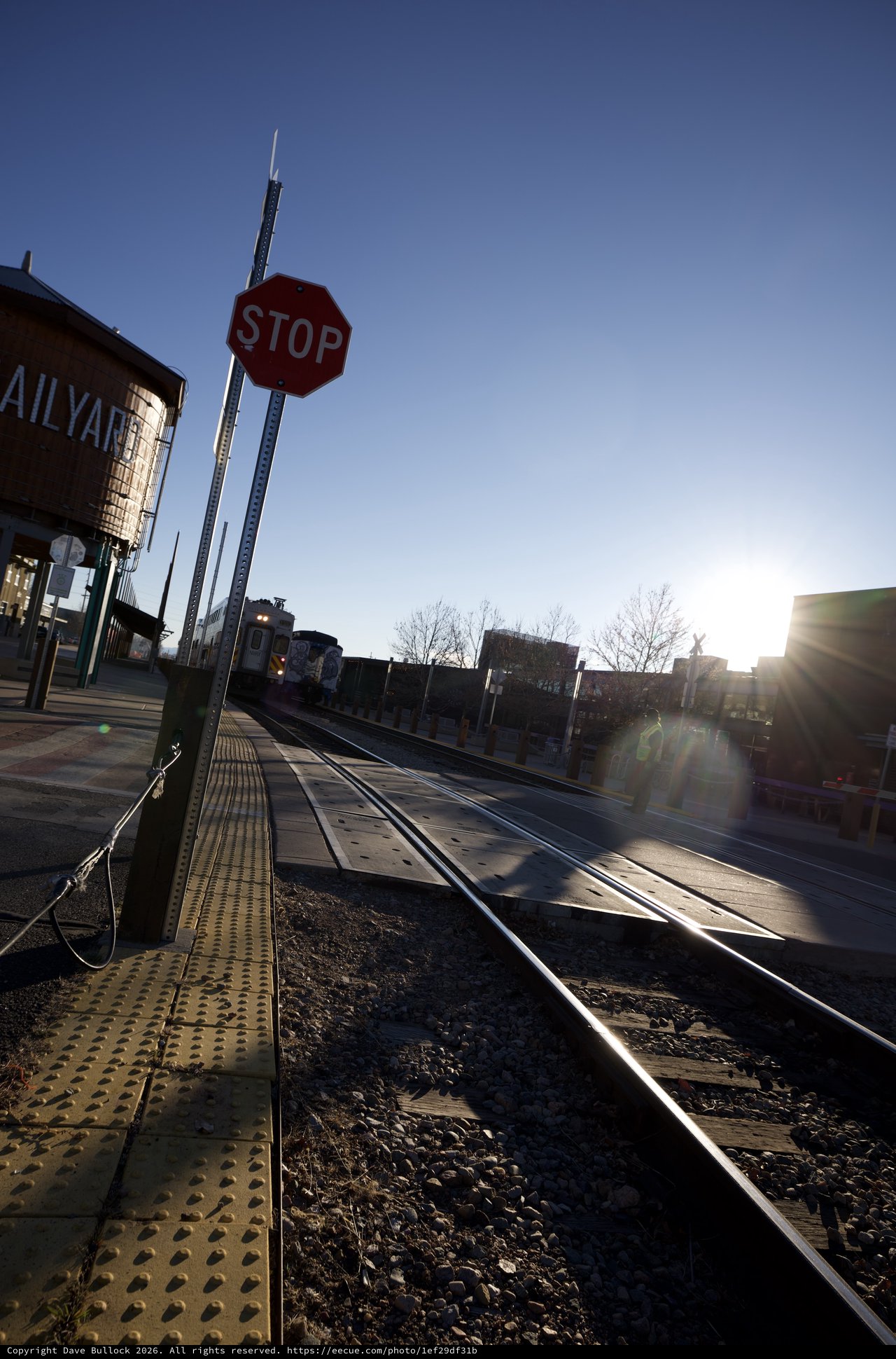 Sunset at Railyard District Train Crossing