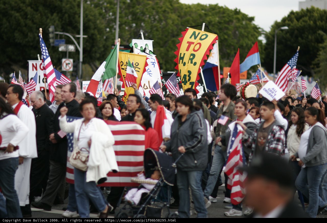 American and Mexican Flags Unite a Crowd
