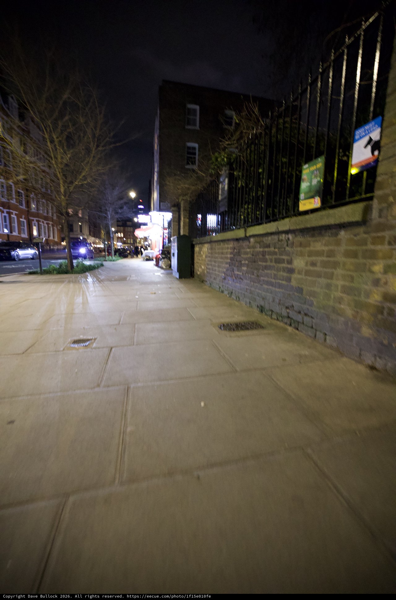 Empty Urban Sidewalk at Night in London