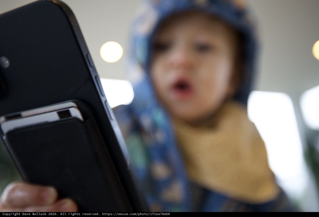 Blurred Selfie Portrait with Smartphone in Focus