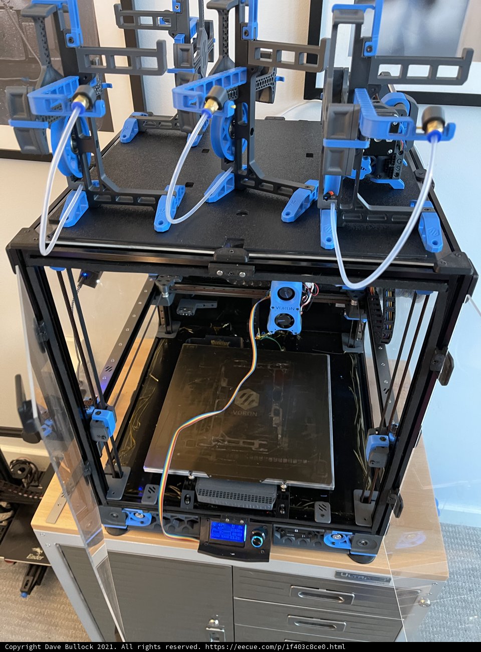 Innovative 3D Printer in Blue and Black Frame