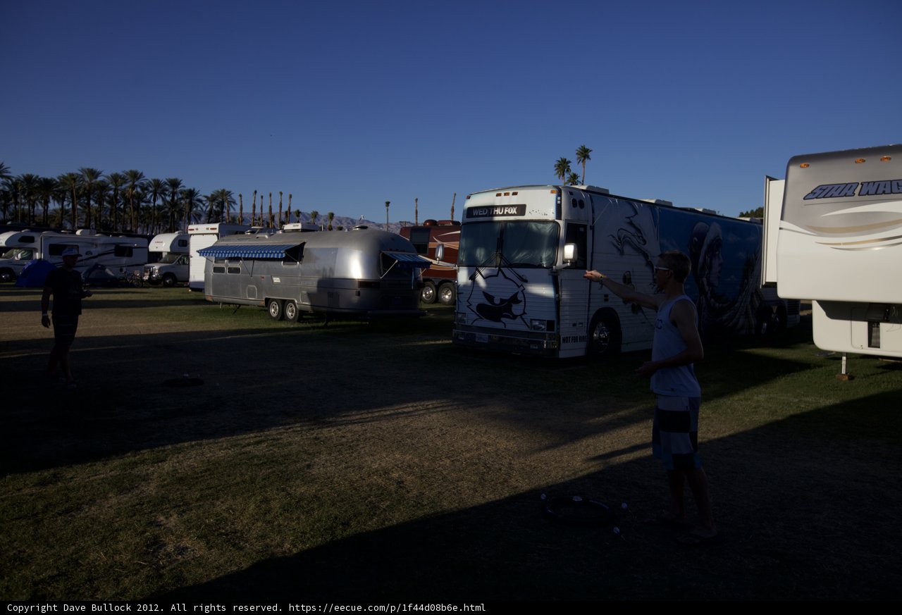 Evan Peters Among RVs at Coachella