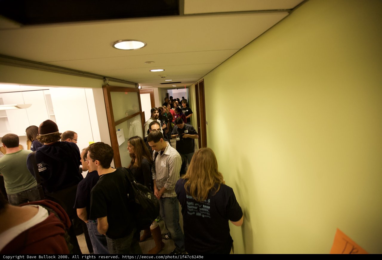 Crowd Gathering in Barcamp LA 5 Hallway