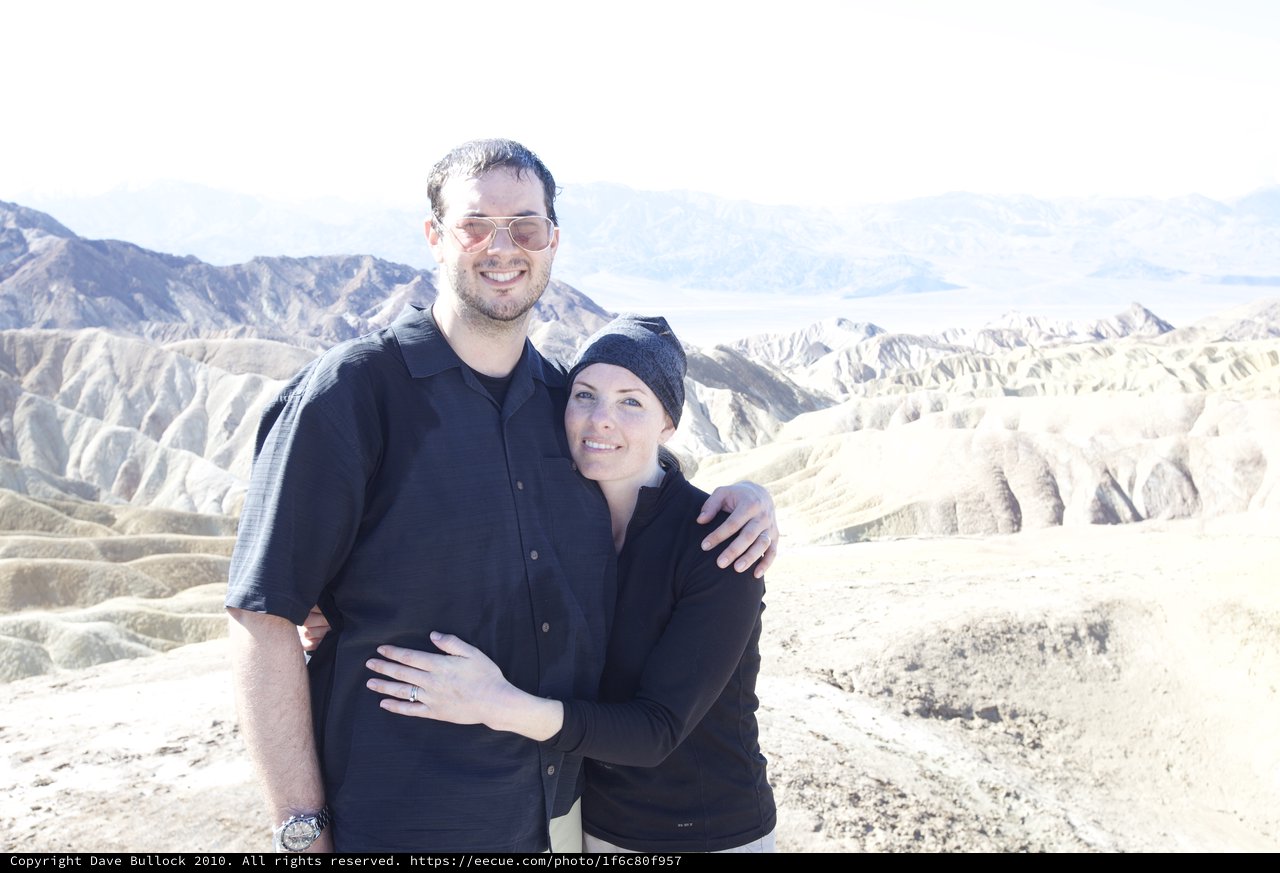 Couple Embracing at Death Valley Desert Overlook