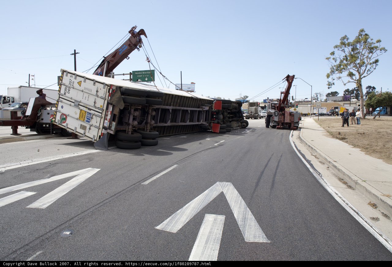 Overturned Truck on the Road