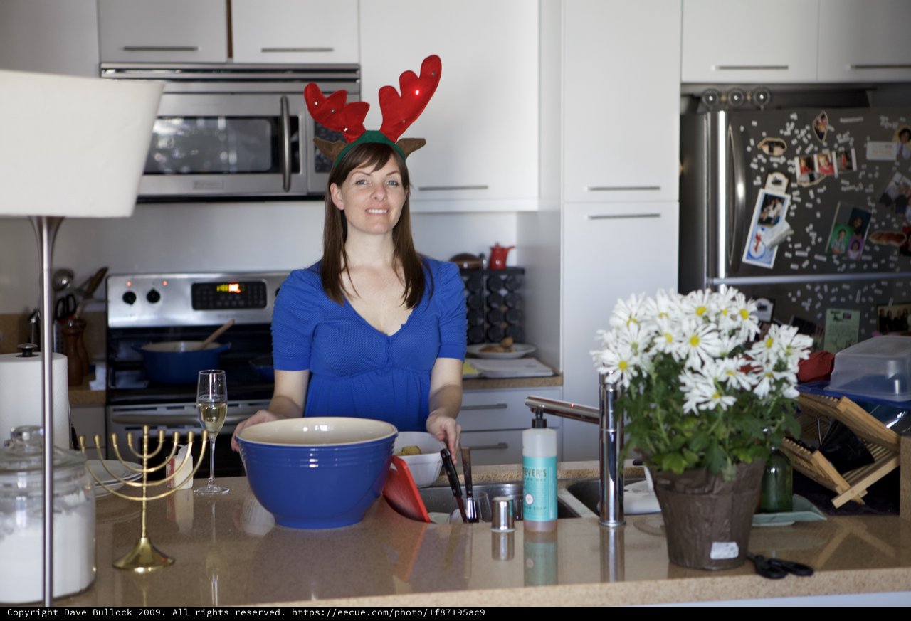 Holiday Kitchen Prep with Reindeer Antlers