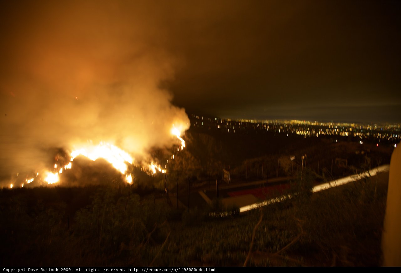Burning Hills at Night