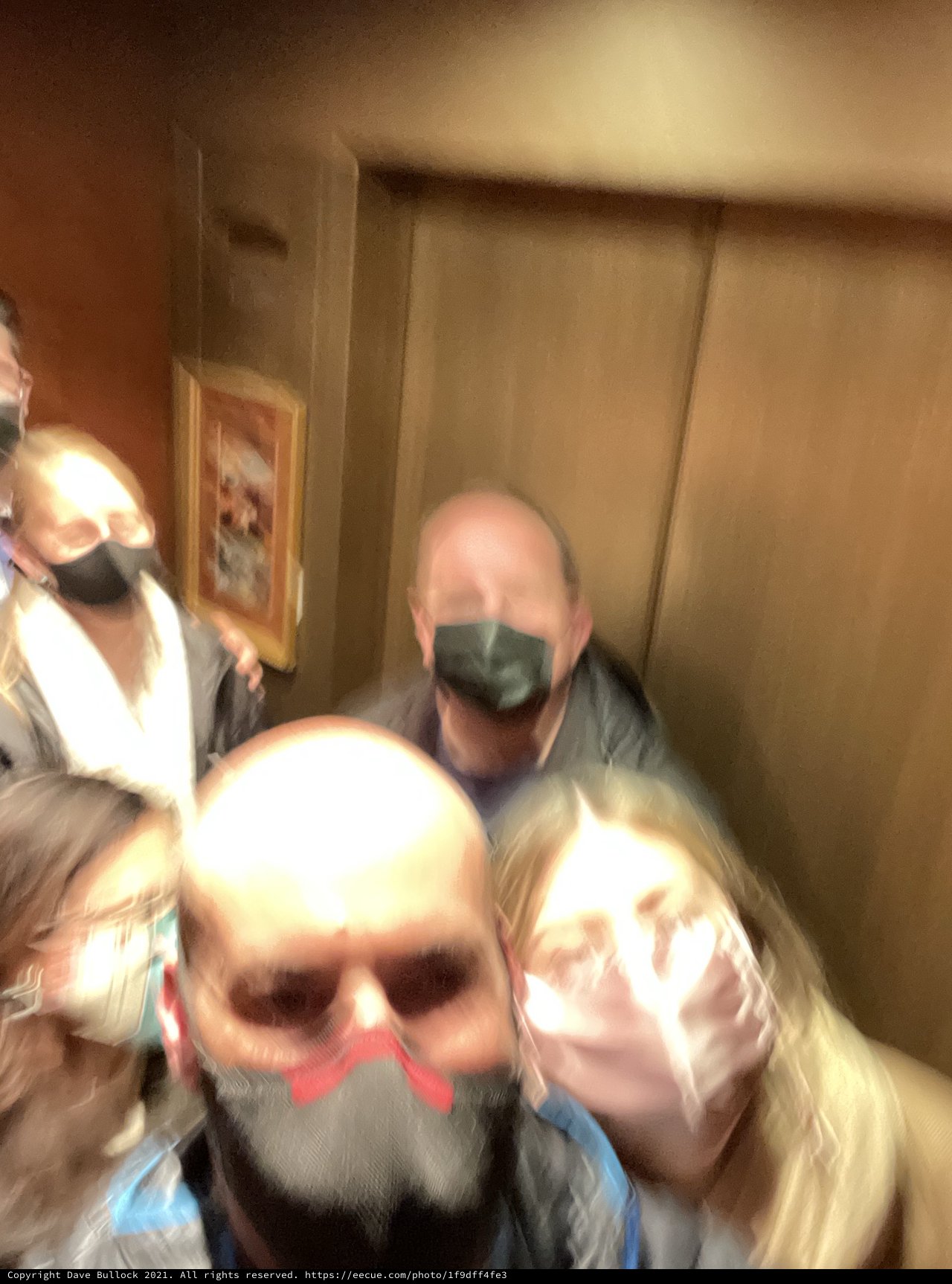 Blurred Family Selfie in Elevator During Pandemic