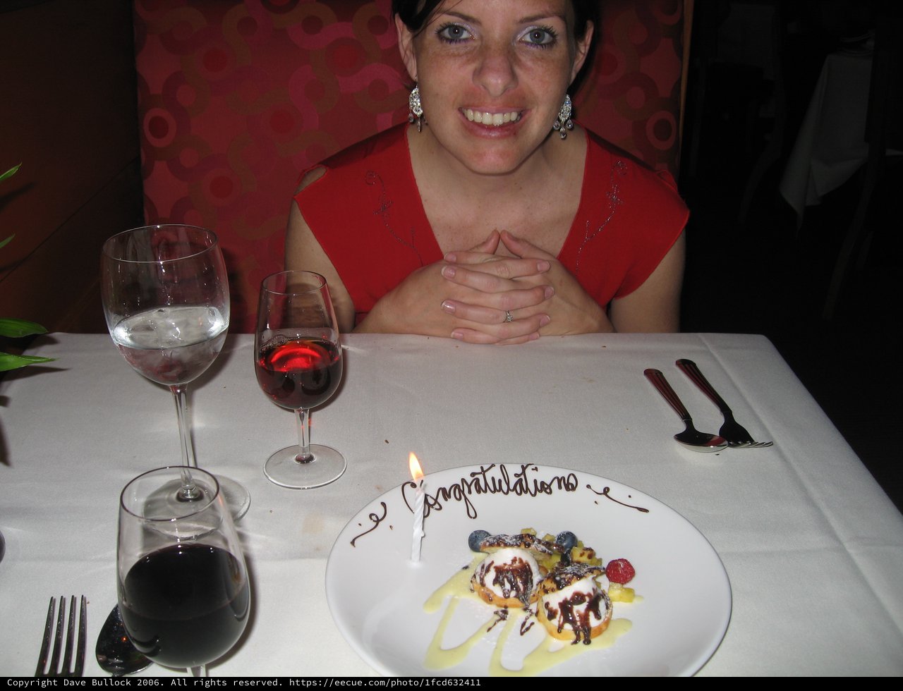Congratulations Celebration Dessert at Fine Dining Restaurant