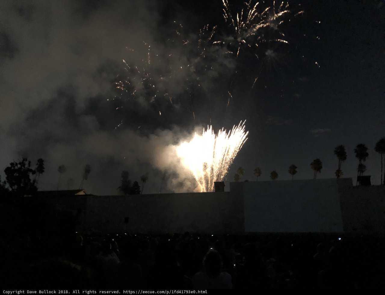 Spectacular Fireworks Display Lights up the Night Sky Above a Crowded Outdoor Venue