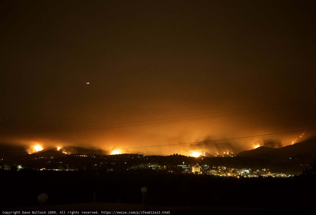 Aerial View of Station Fire at Night
