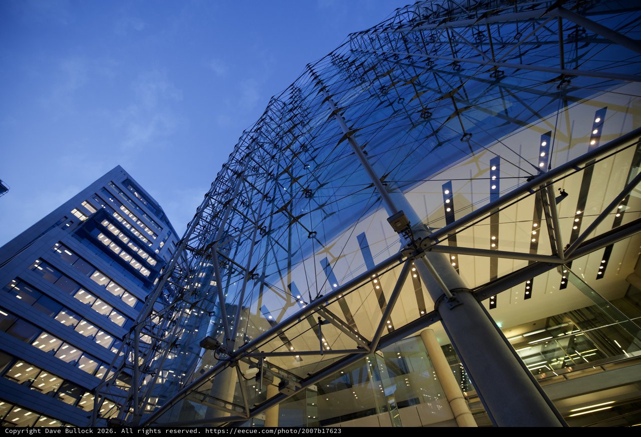 Modern Glass Architecture at Dusk in London