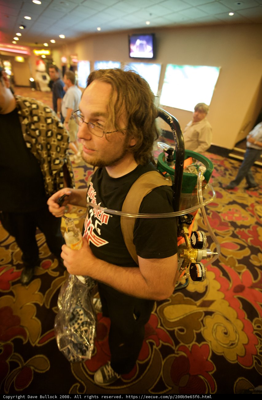 Backpacker in a Consumer Electronics Store