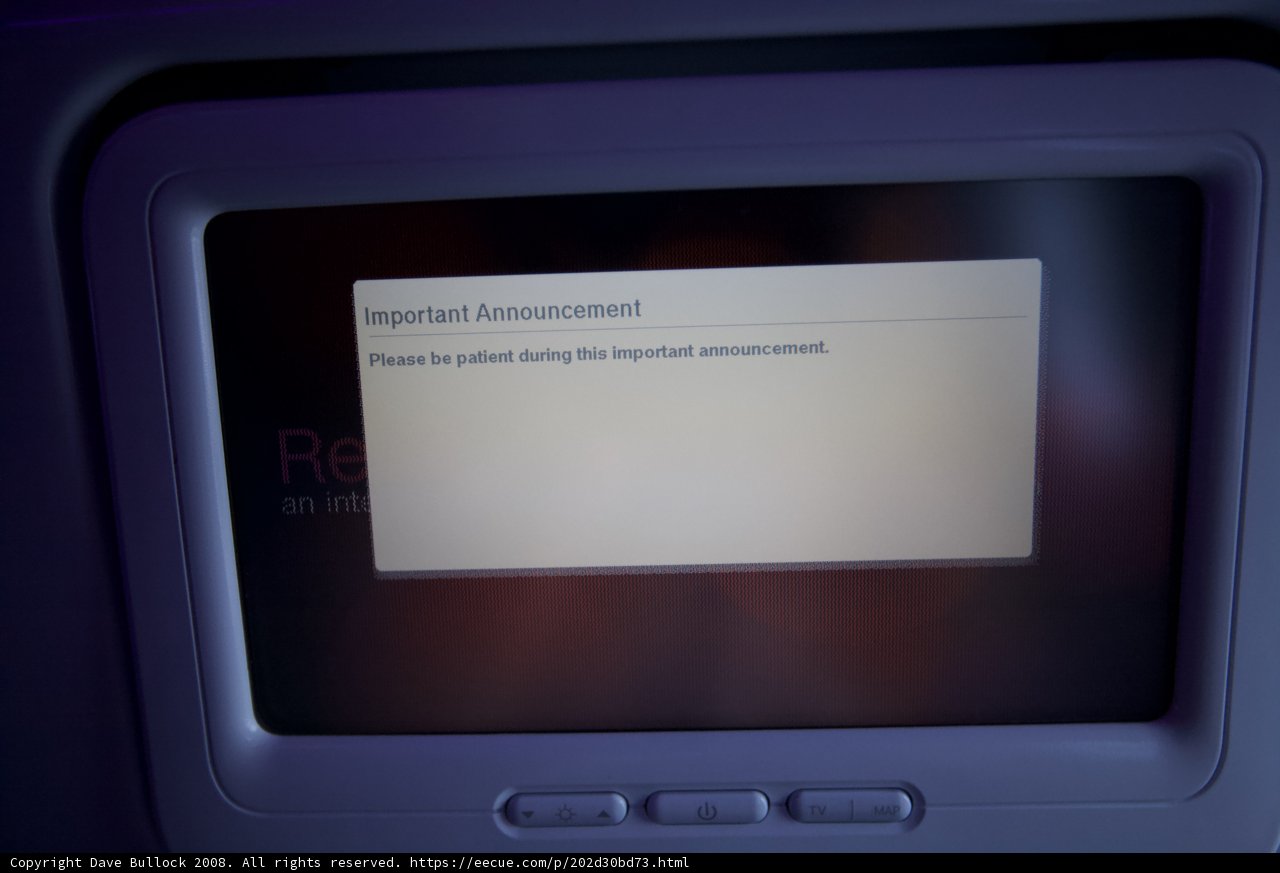 Electronic Message Display on Airplane Screen