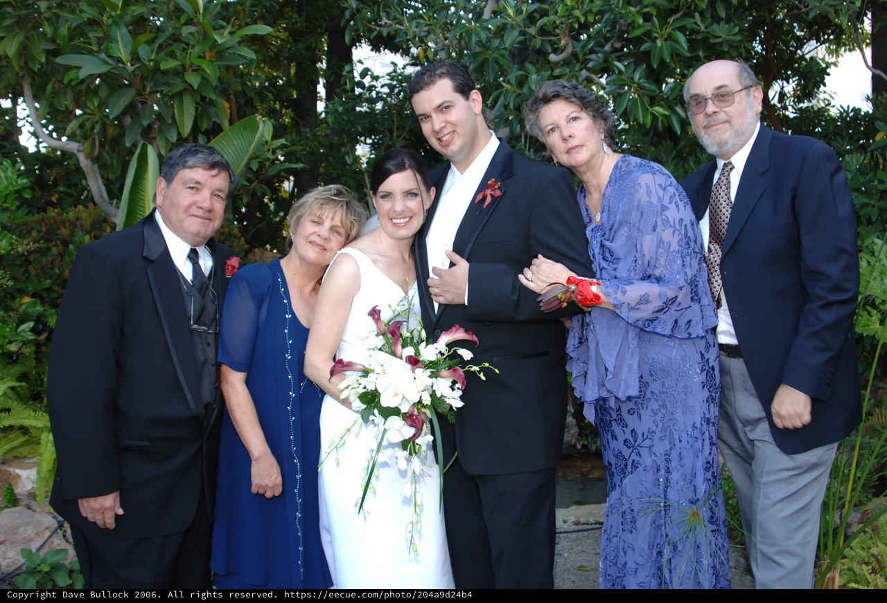 Family Portrait at an Outdoor Garden Wedding Celebration