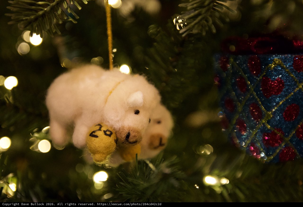 White Polar Bear Christmas Tree Ornament 2026