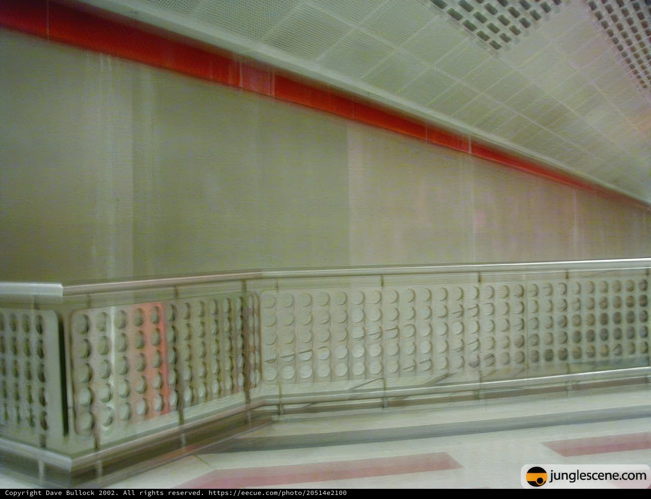 Striped Handrail in an Indoor Setting
