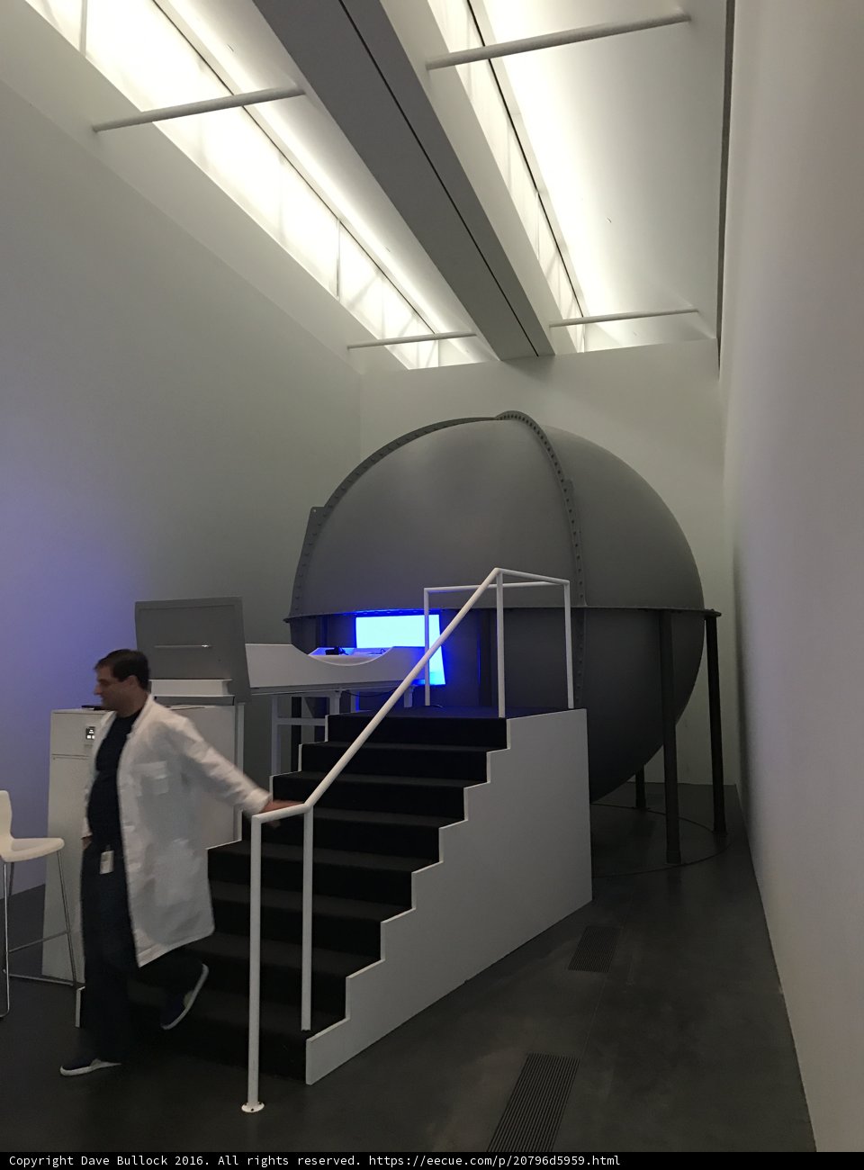 Scientist Descends Staircase
