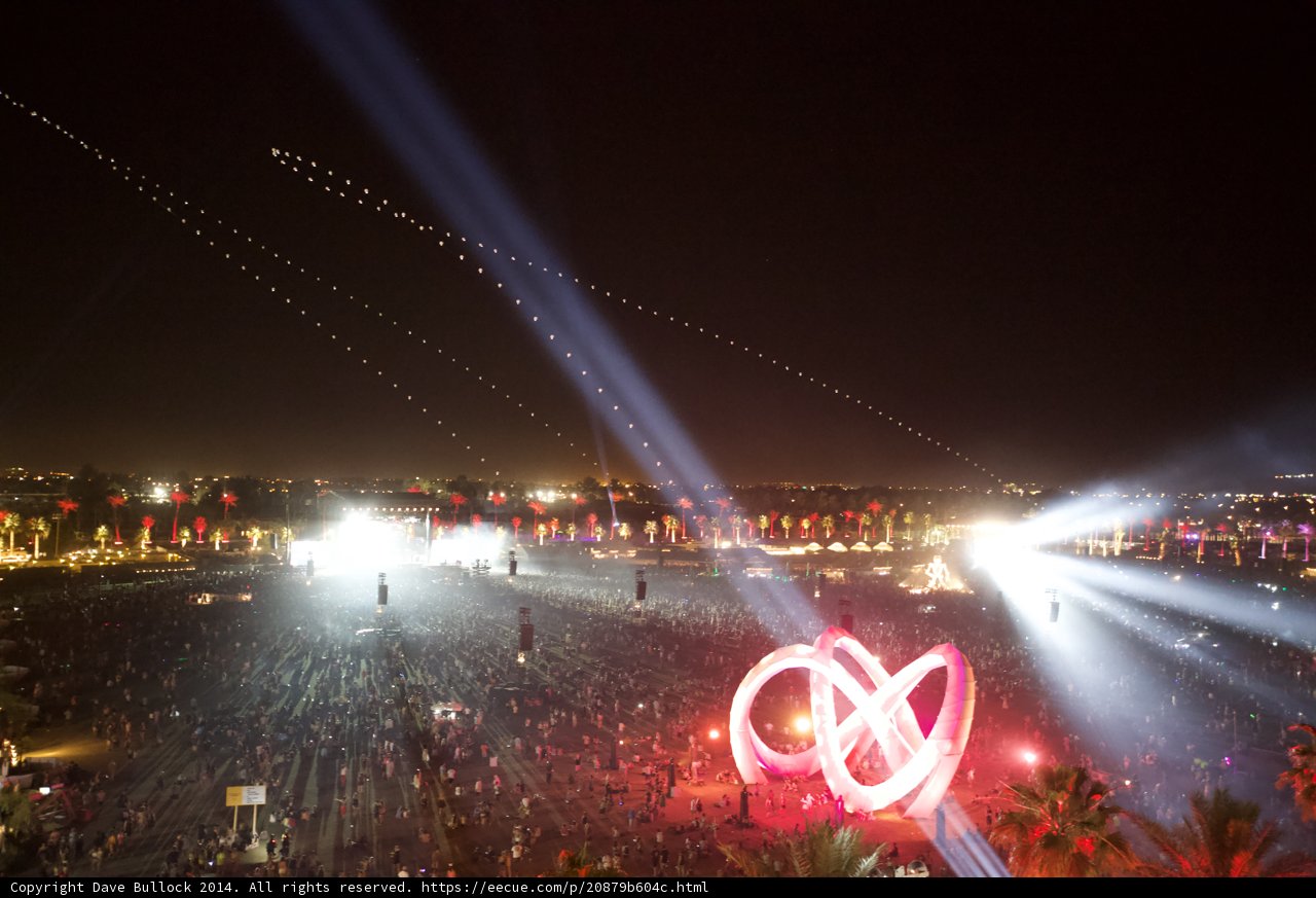 Lights and Fireworks Illuminate the Night Sky at Coachella 2014