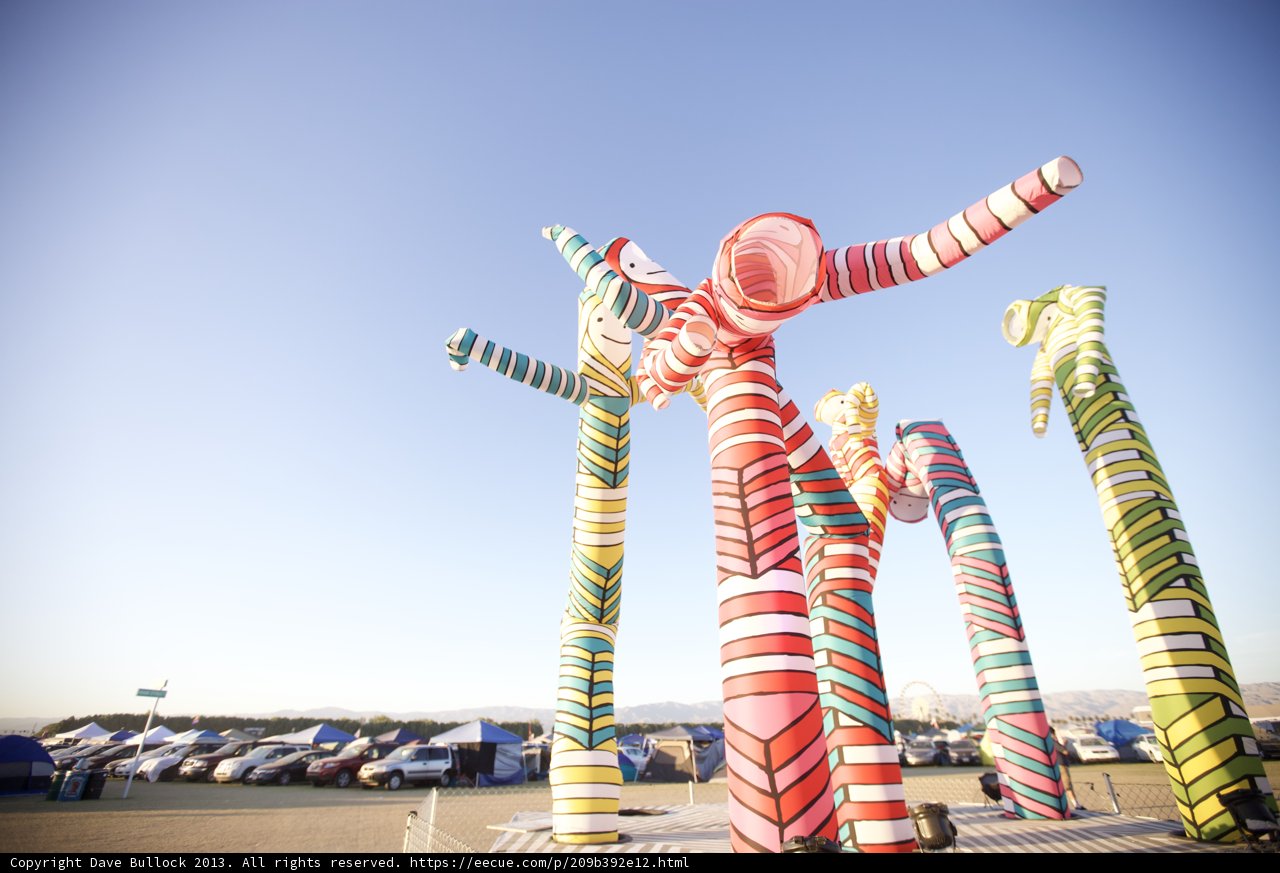 Colorful Paper Sculptures in a Field at Coachella