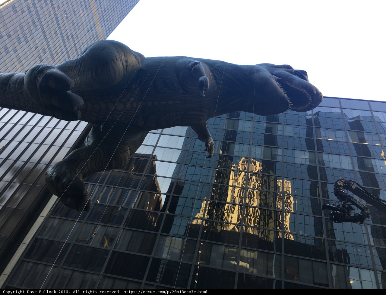 Dinosaur Statue Reigns Over Metropolis Office Building