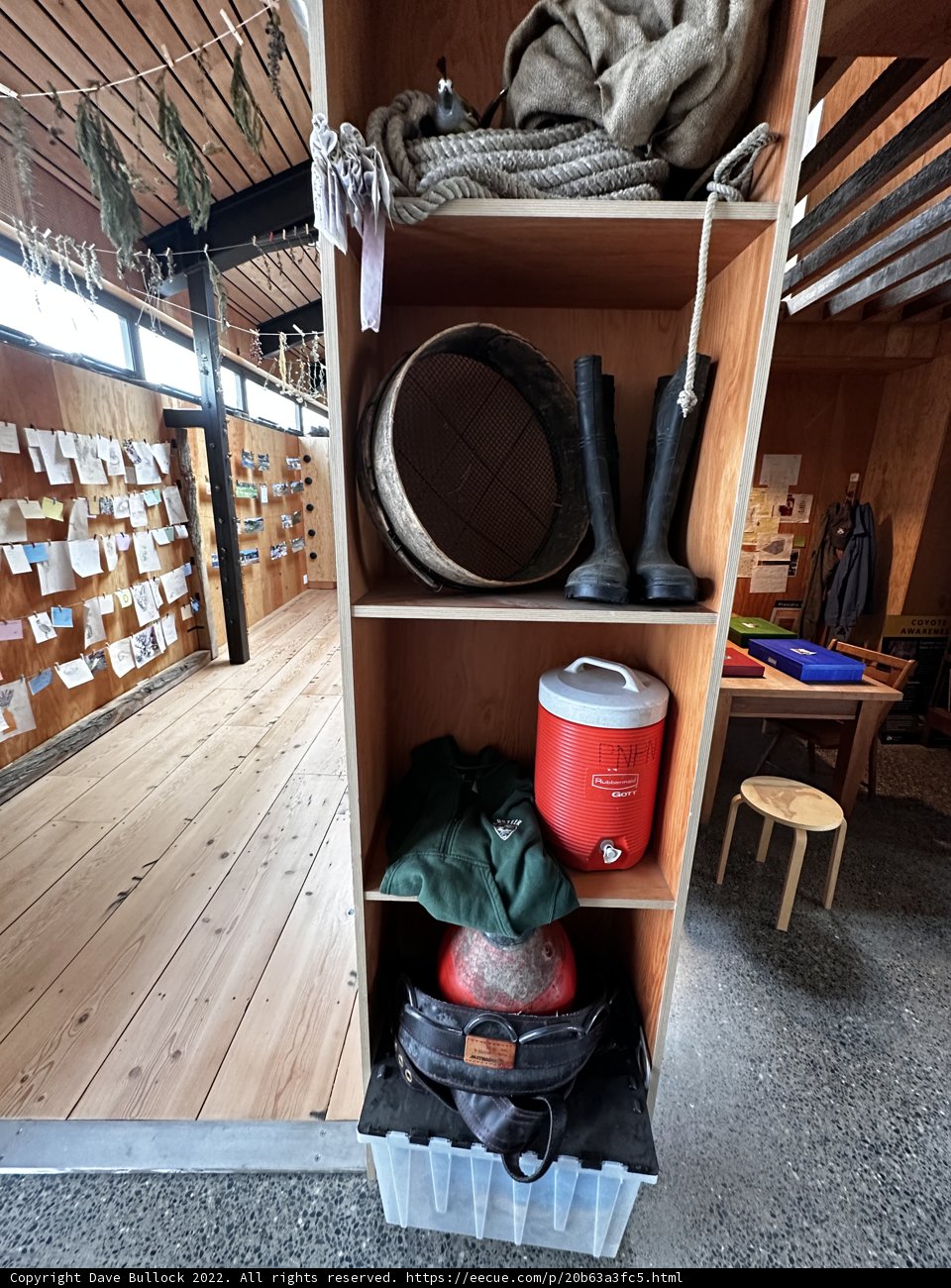 Wooden Shelf with Rustic Containers and Accessories