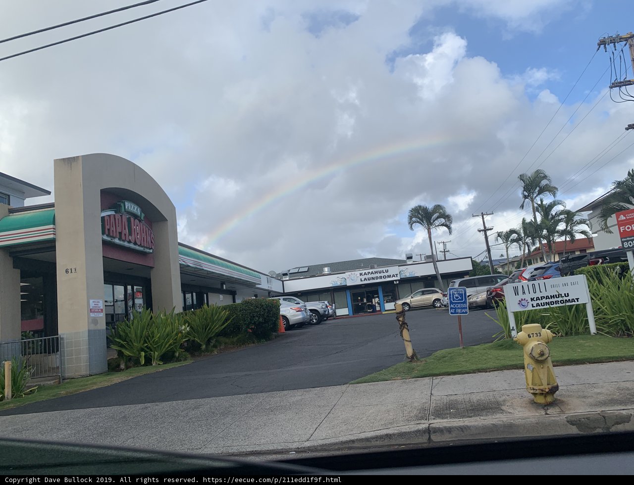 Rainbow over Parking Lot in Honolulu