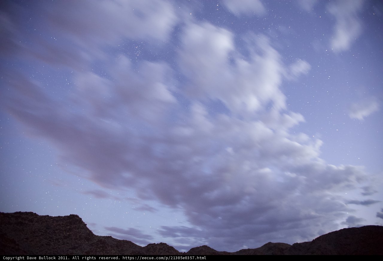 Nightscape over mountain peaks