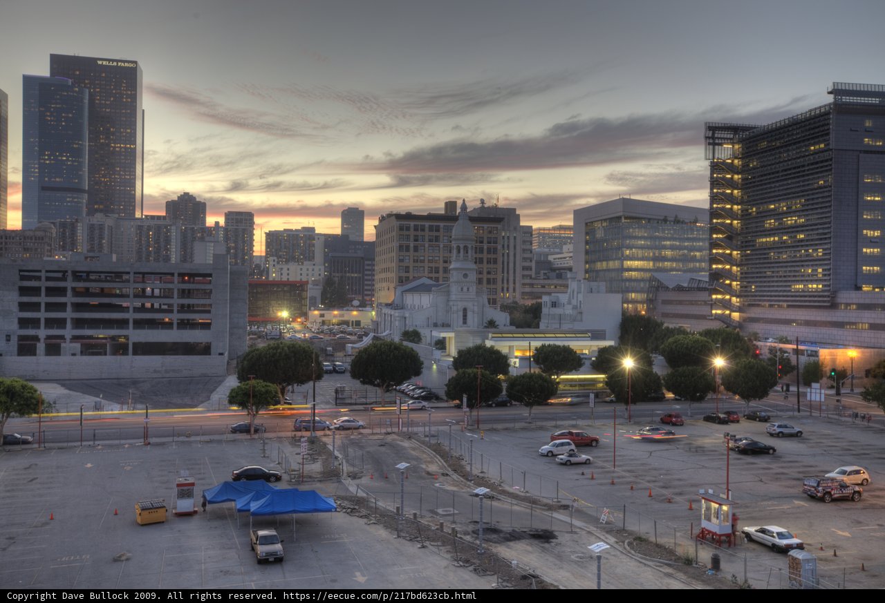 City Parking Lot at Sunset