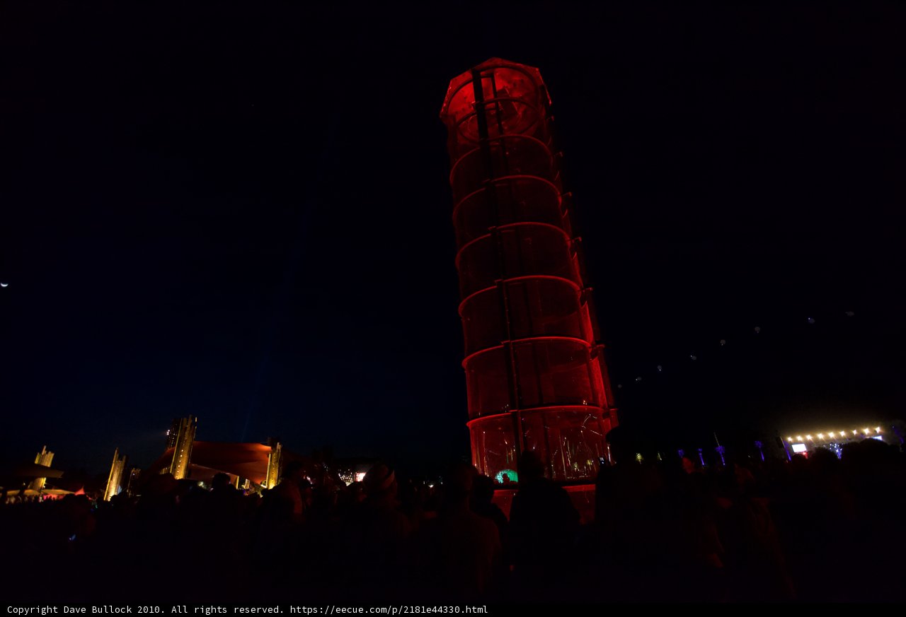 Red-Lit Tower in the Night Sky