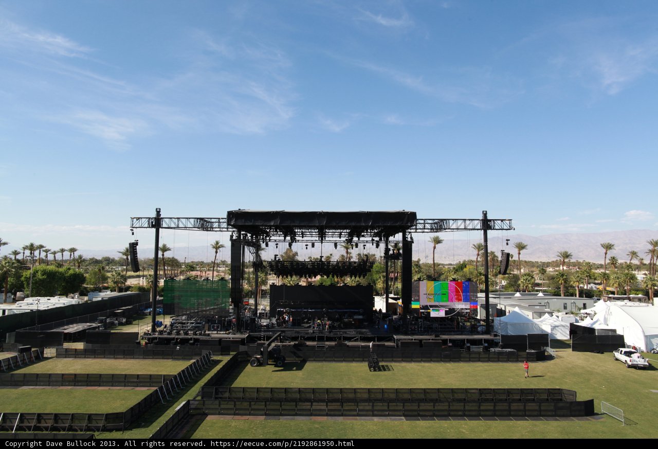 Stage Set Up for Concert in Picturesque Field