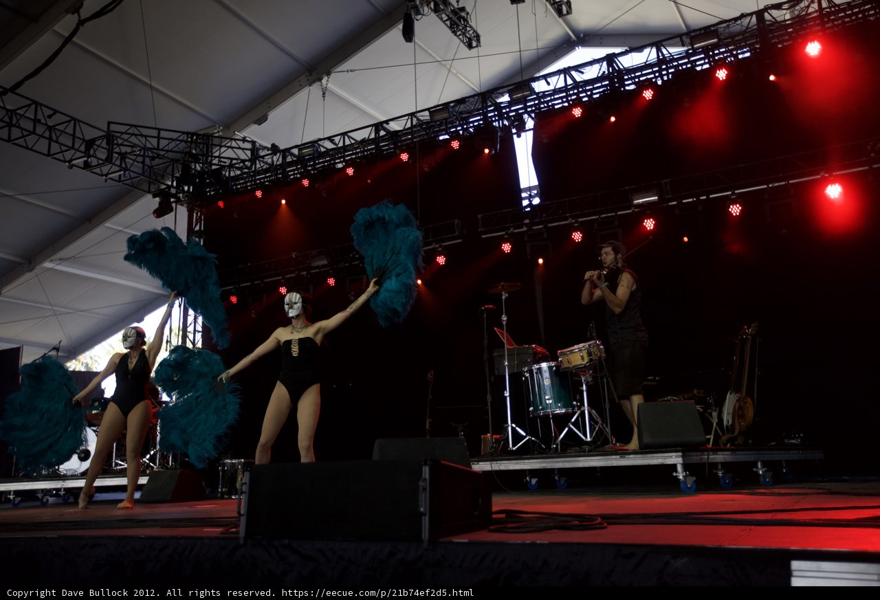 Blue Feathered Women Rock the Stage