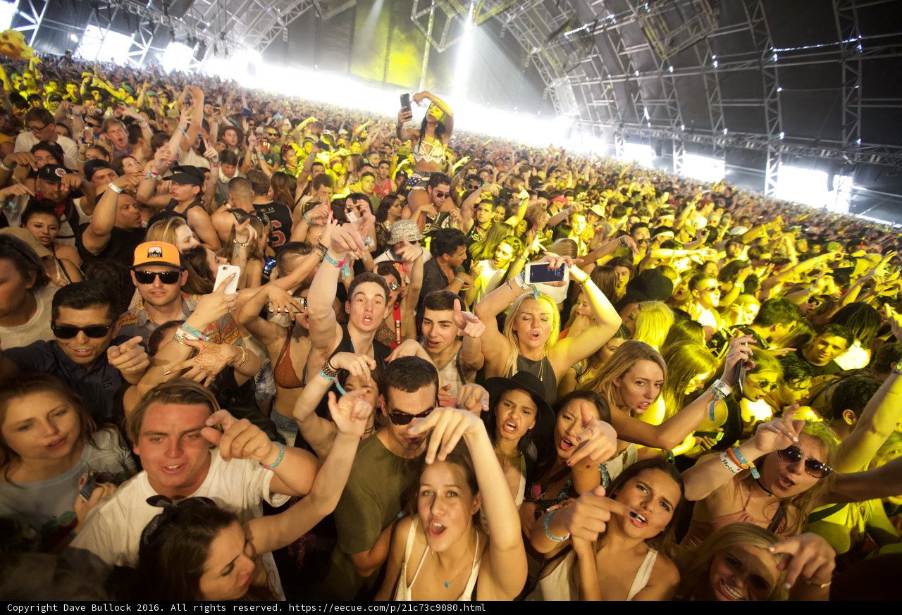 Coachella Crowds at Night