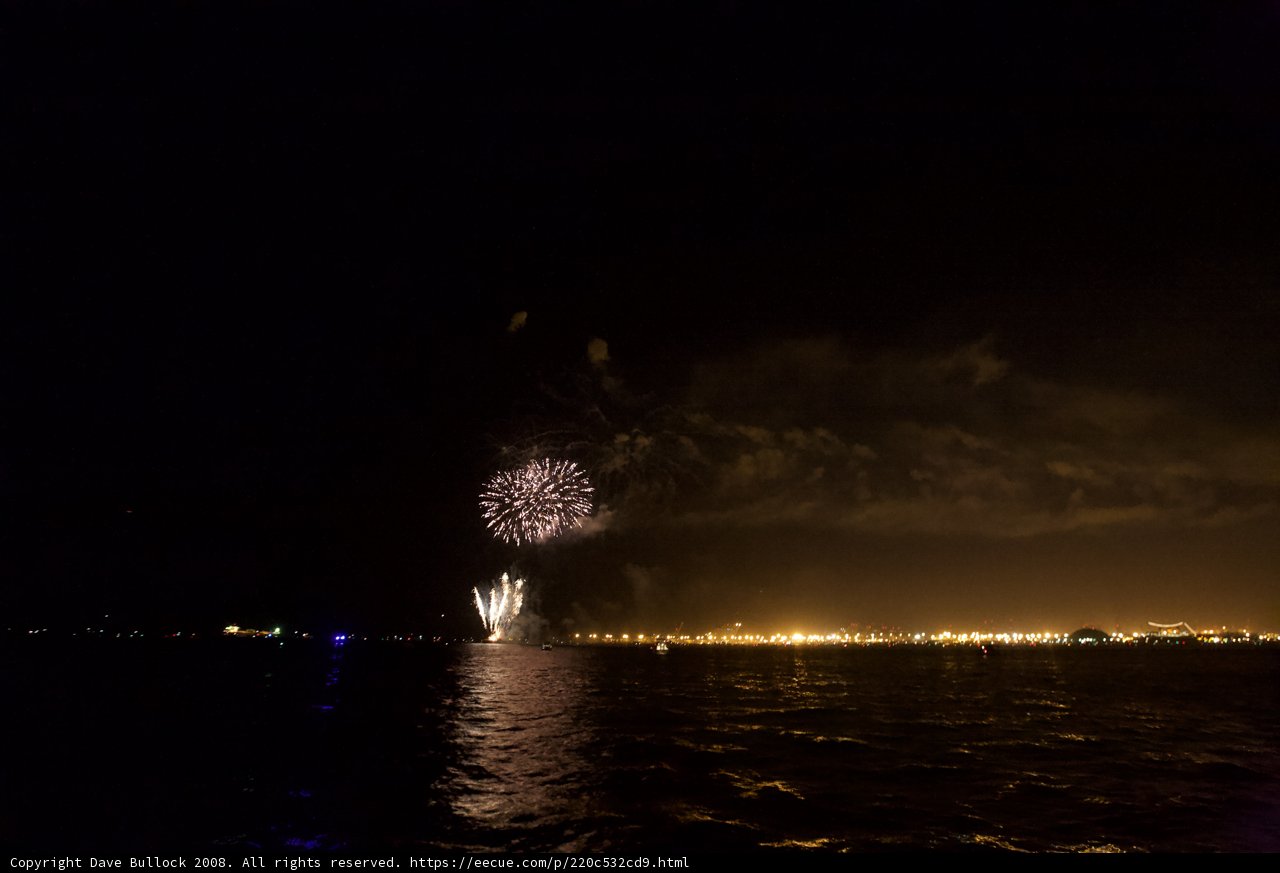 Sparkling Fireworks Over the Water