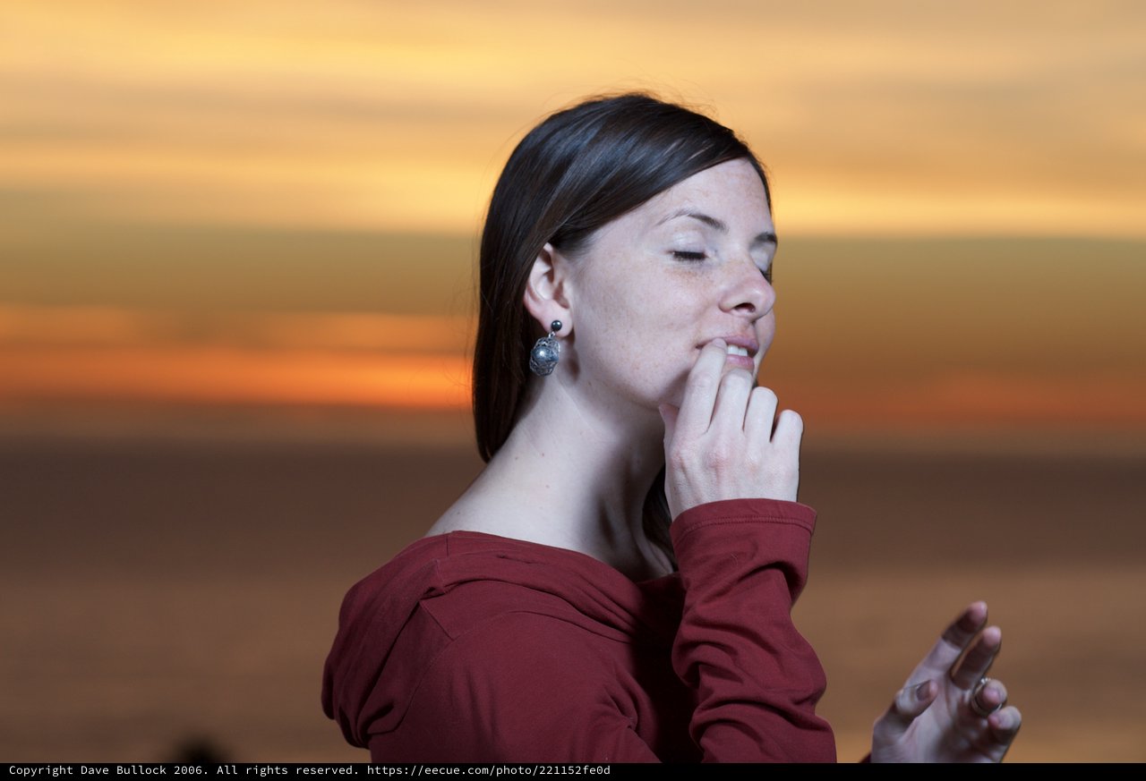 Penelope Lost in Thought at Golden Sunset