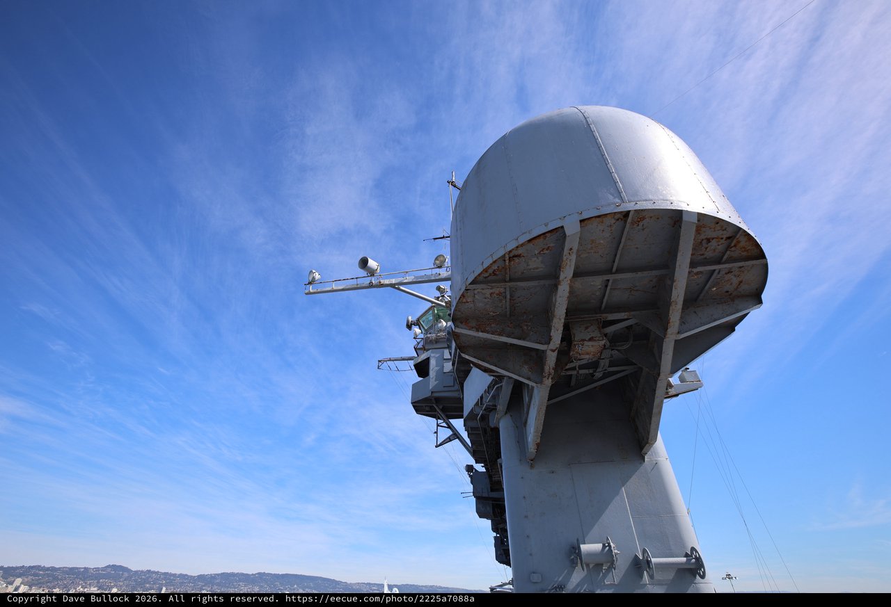 Naval Radar Dome Against Blue Sky on USS Hornet