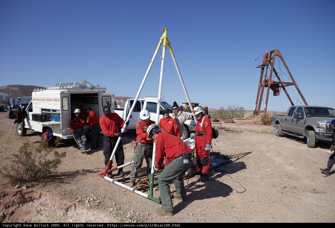 Red-Shirted Workers on a Mine Rescue Mission