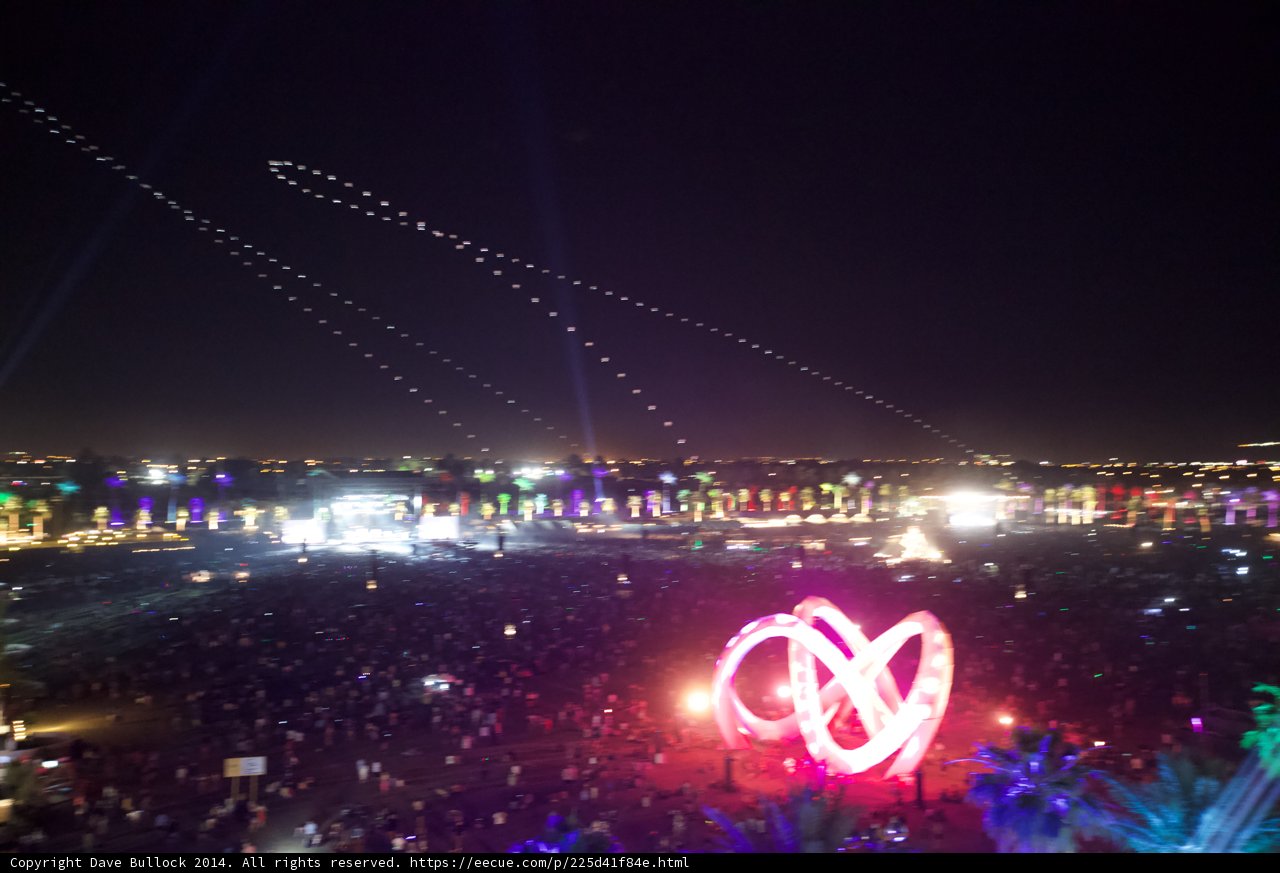 Colorful Light Show at Coachella Music Festival