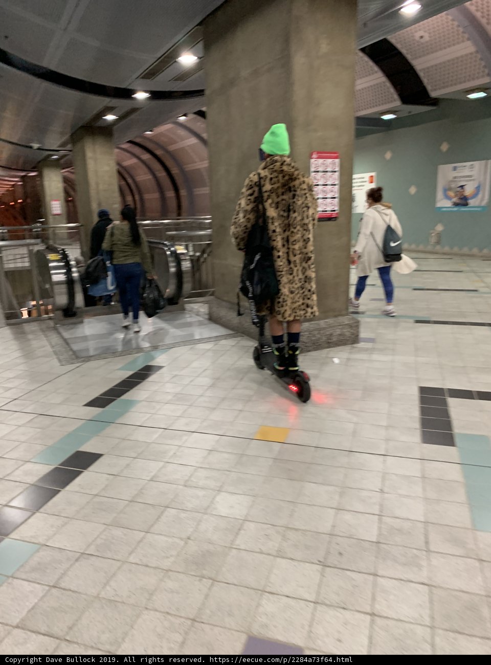 Riding a Scooter in Hollywood/Highland Subway Station
