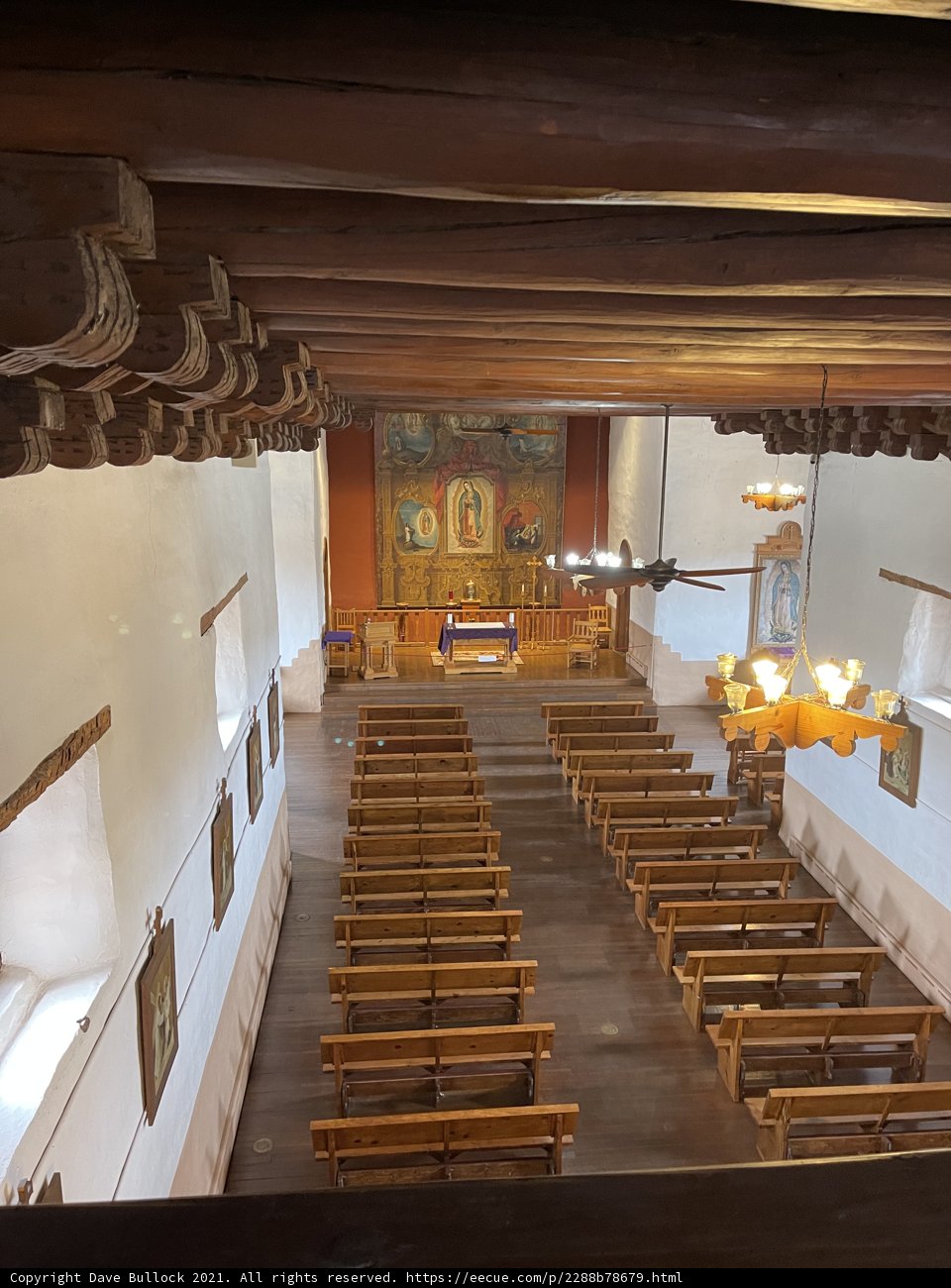 Serene interior of the historic mission church