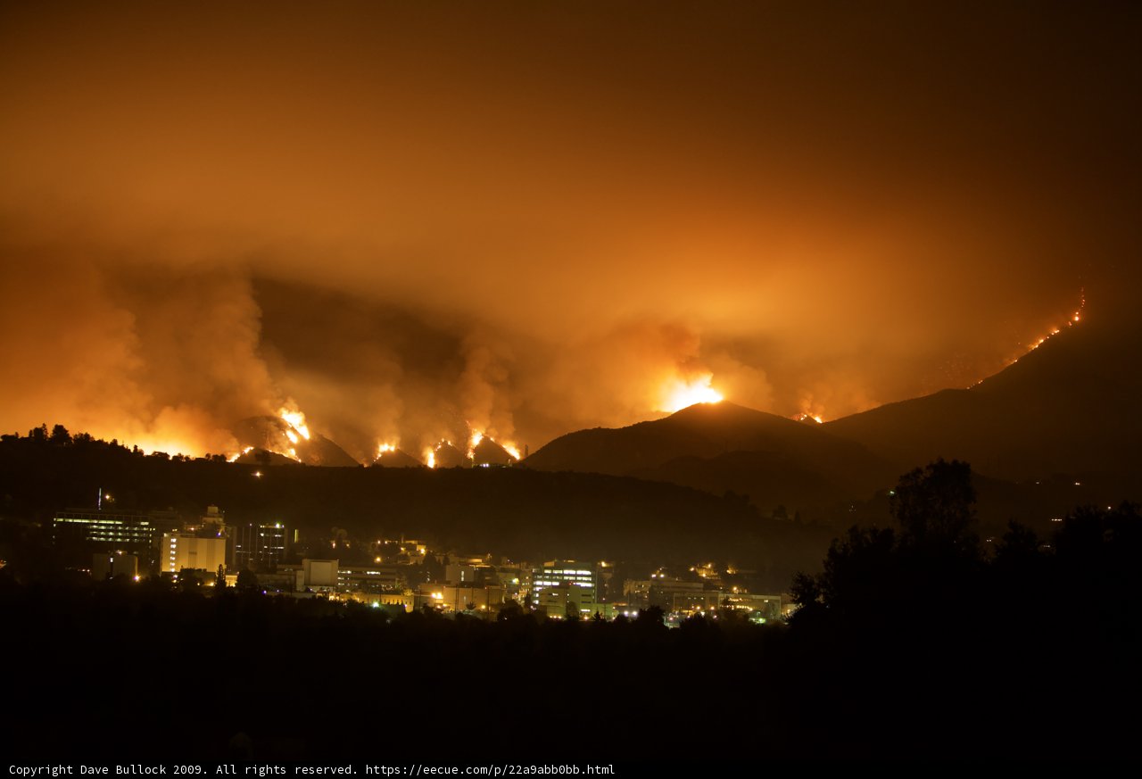 City and Mountain Engulfed in Station Fire