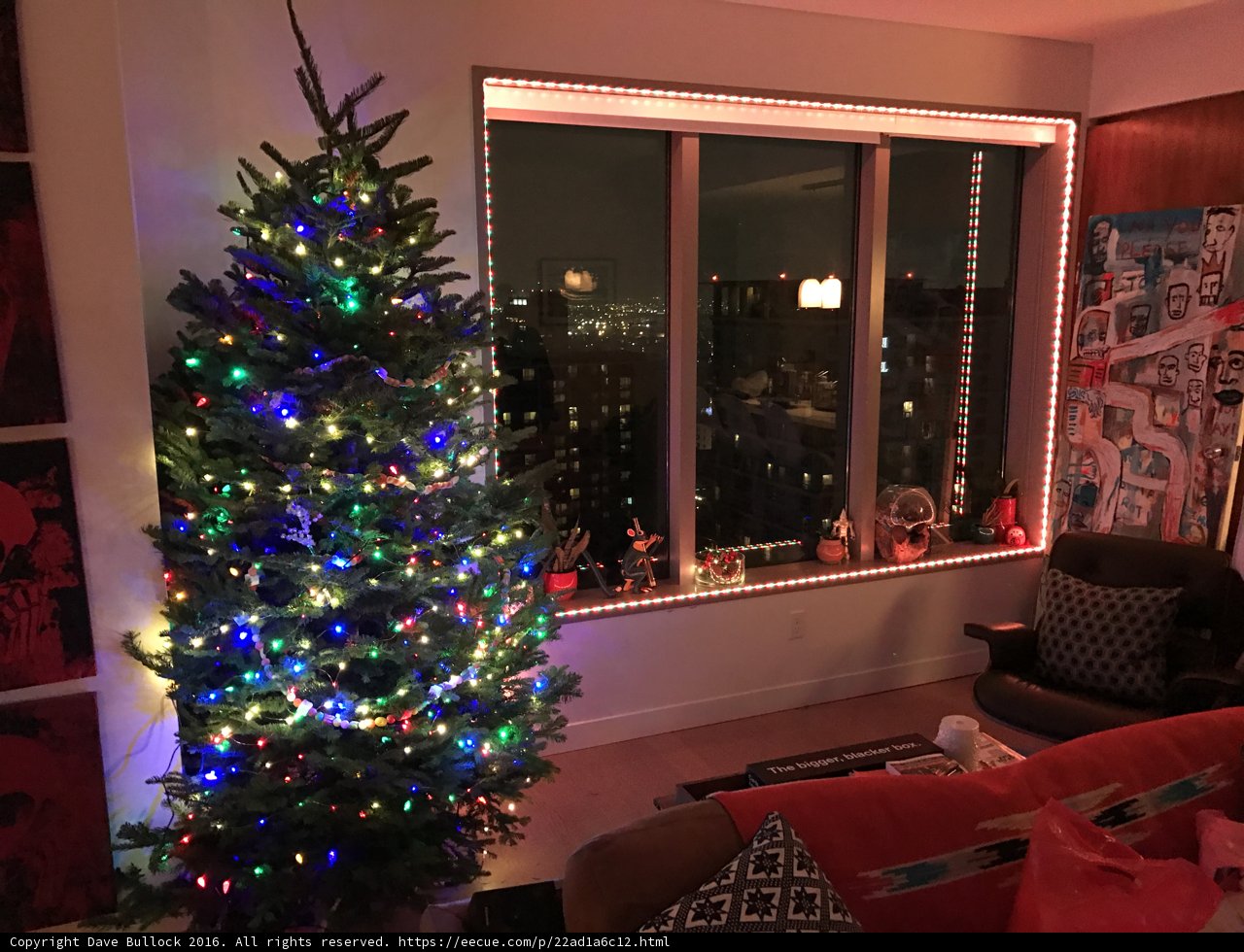 Festive Living Room Tree with a View