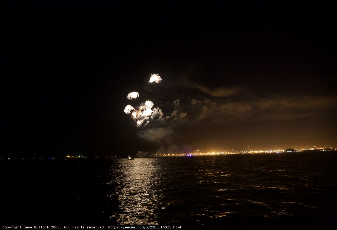 Fireworks Illuminating the Night Sky over the Water