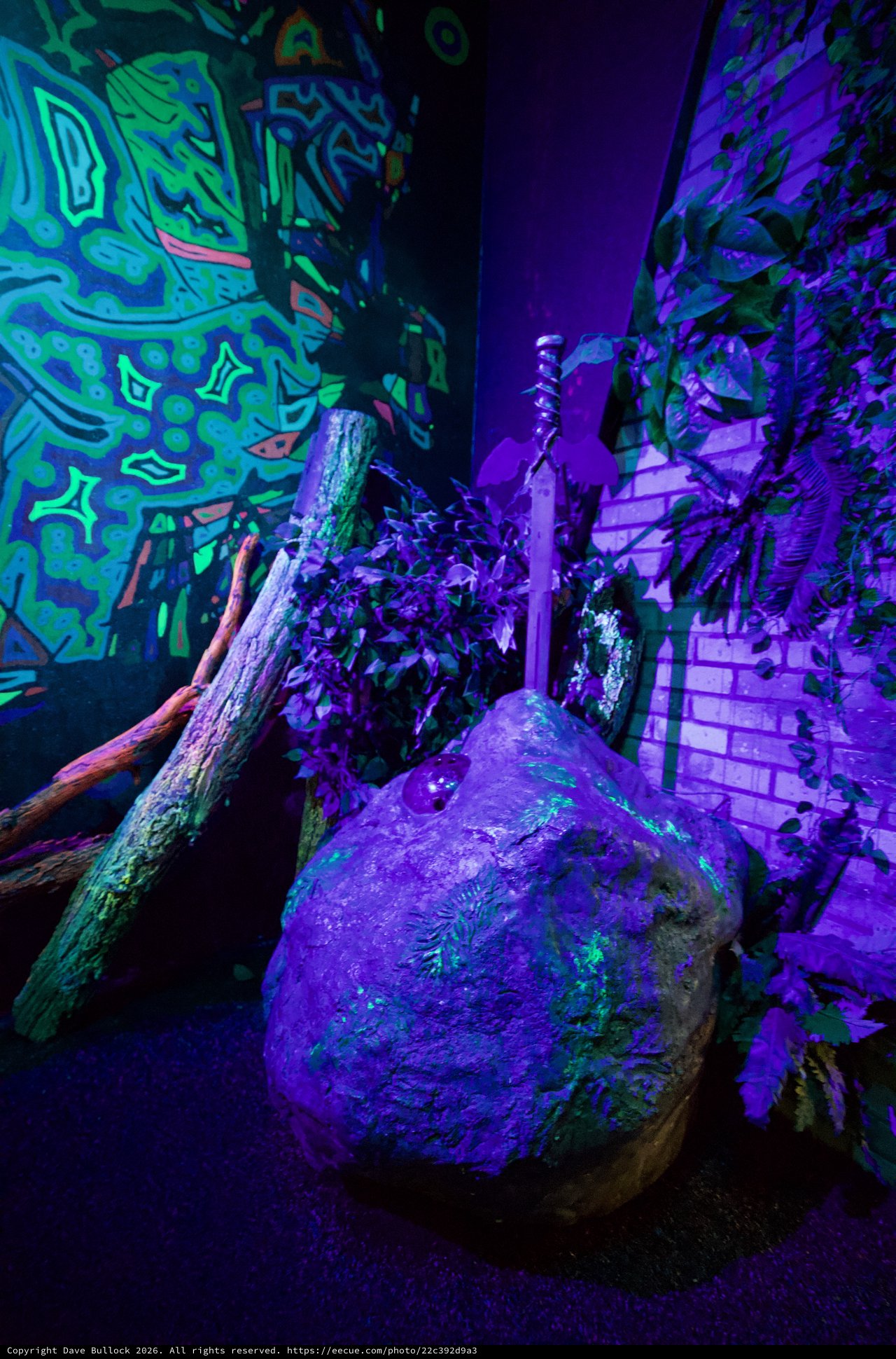 UV Illuminated Graffiti Wall in Psychedelic Art Installation