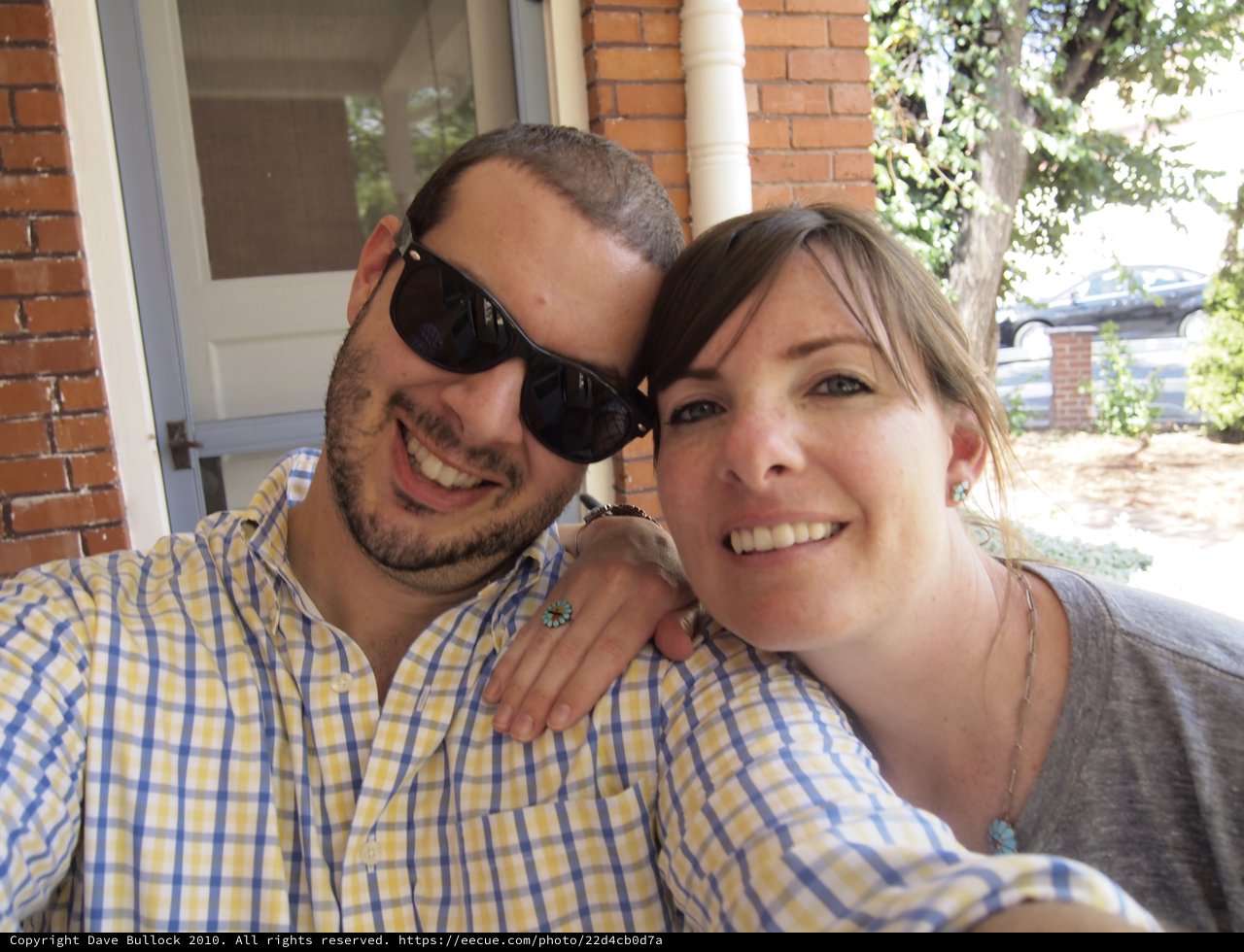 Smiling Couple Selfie on a Sunny Porch
