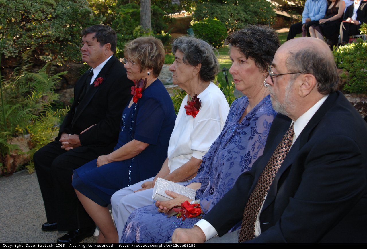 Family Guests Seated at Outdoor Garden Wedding Ceremony