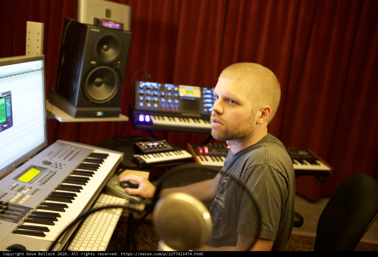 Morgan Page in his music studio