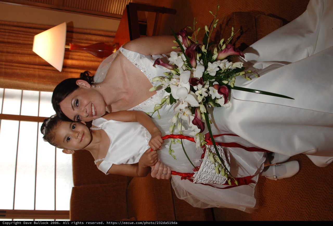 Bride and Flower Girl Share a Tender Wedding Moment
